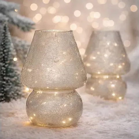 HOME STORIES SET OF 2 MERCURY LAMPS WITH LED LIGHTS