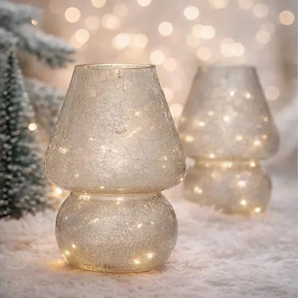 HOME STORIES SET OF 2 MERCURY LAMPS WITH LED LIGHTS