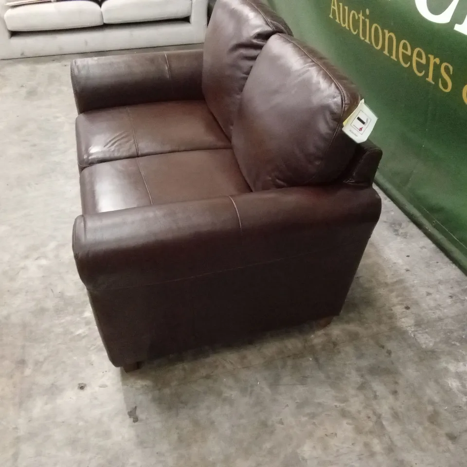 BAILEY 2 SEATER LEATHER SOFA - CHOCOLATE RRP £829
