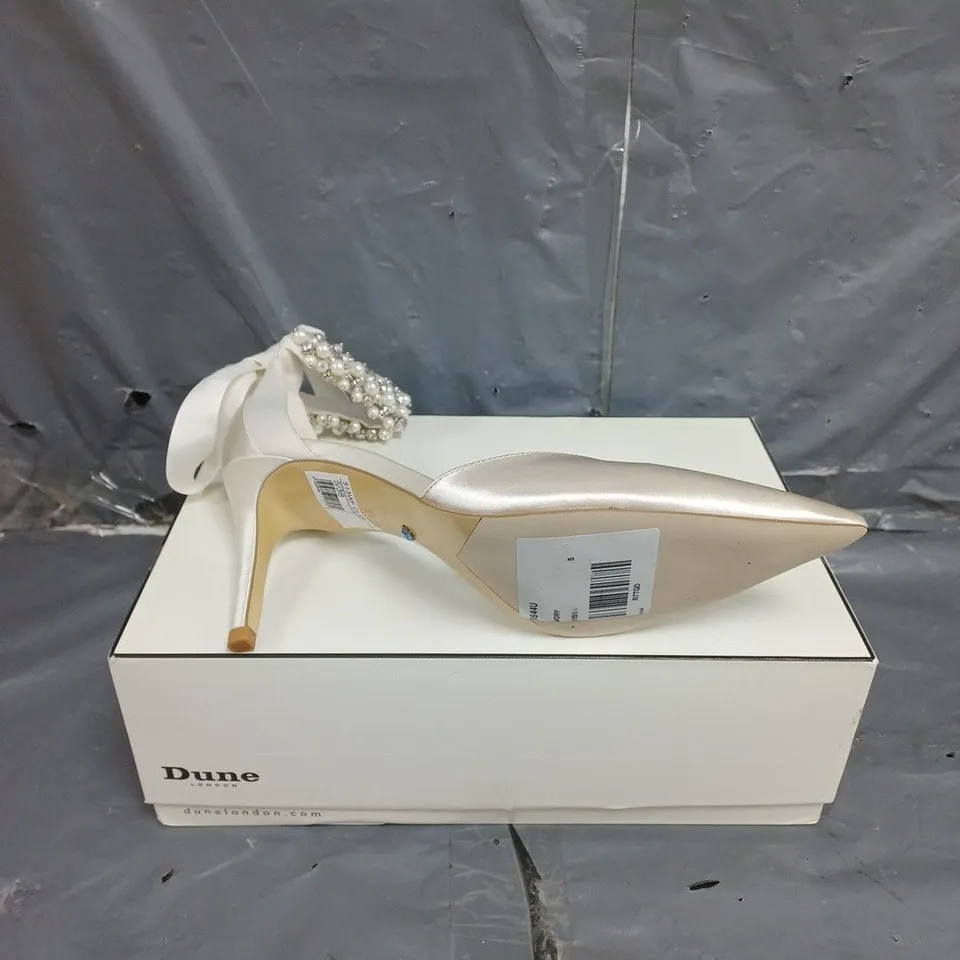 BOXED PAIR OF WOMENS DUNE LONDON CHURCH BRIDAL HIGH HEEL SHOES SIZE 5