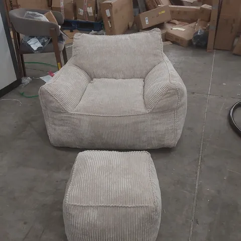 LARGE CORDUROY BEAN BAG WITH FOOTSTOOL