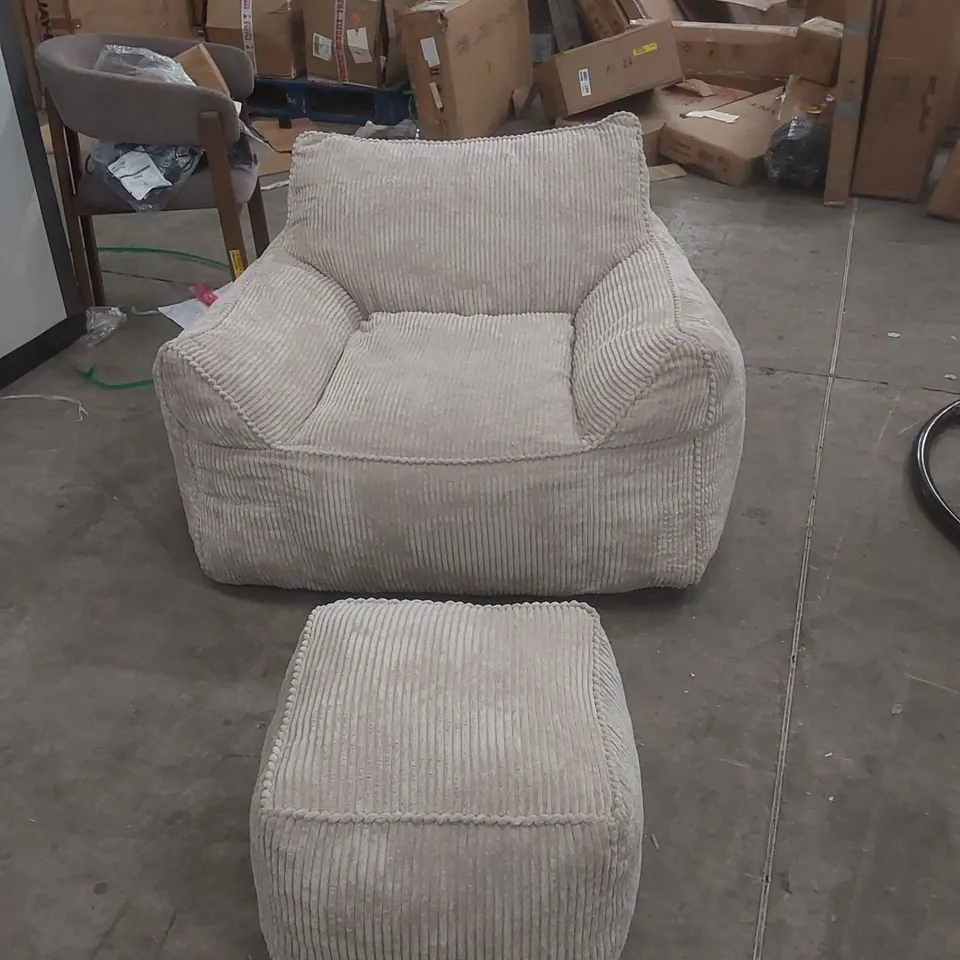LARGE CORDUROY BEAN BAG WITH FOOTSTOOL