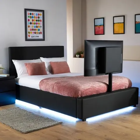 BOXED XR LIVING AVA DOUBLE TV LED BED FRAME (2 BOXES)