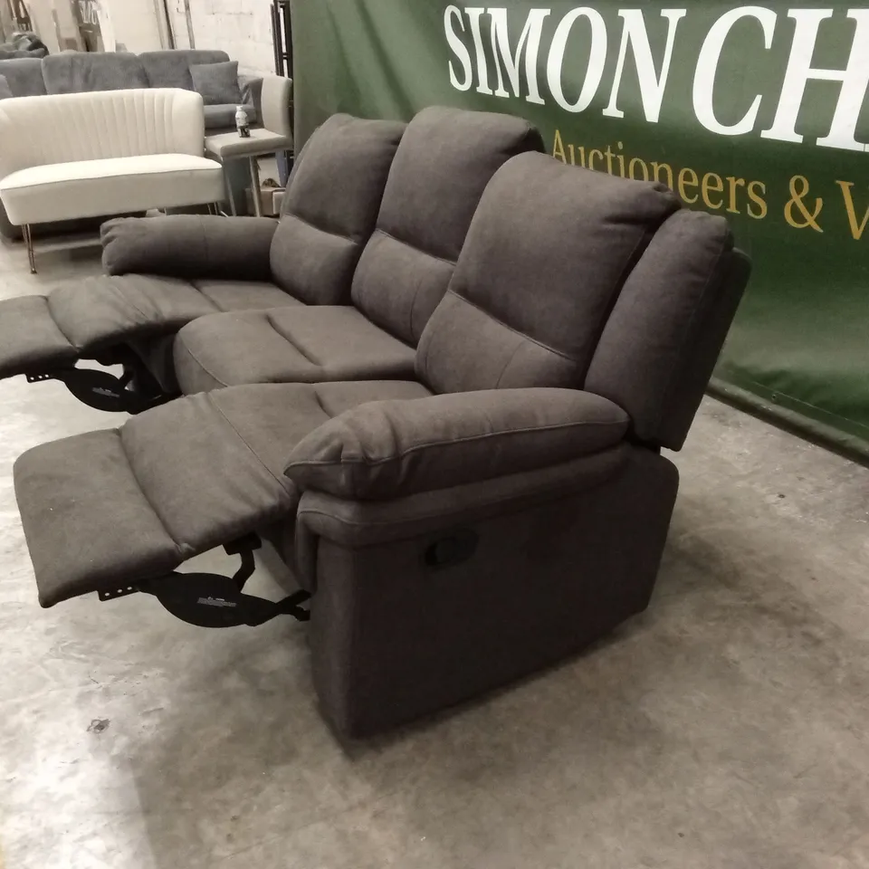 ALBION FABRIC 3 SEATER HIGH BACK MANUAL RECLINER SOFA - CHARCOAL RRP £749