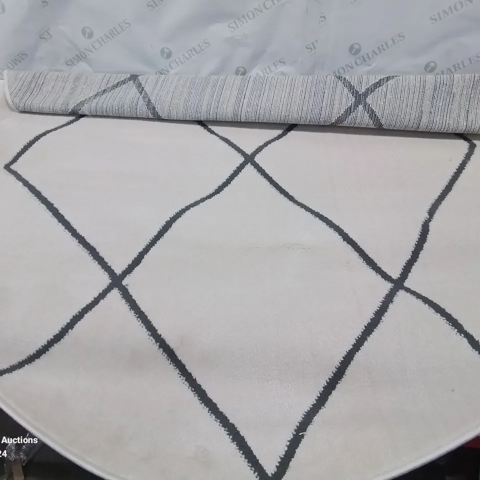 BRAND NEW PACO HOME 787 HARAL 120D ROUND WHITE/CREAM RUG