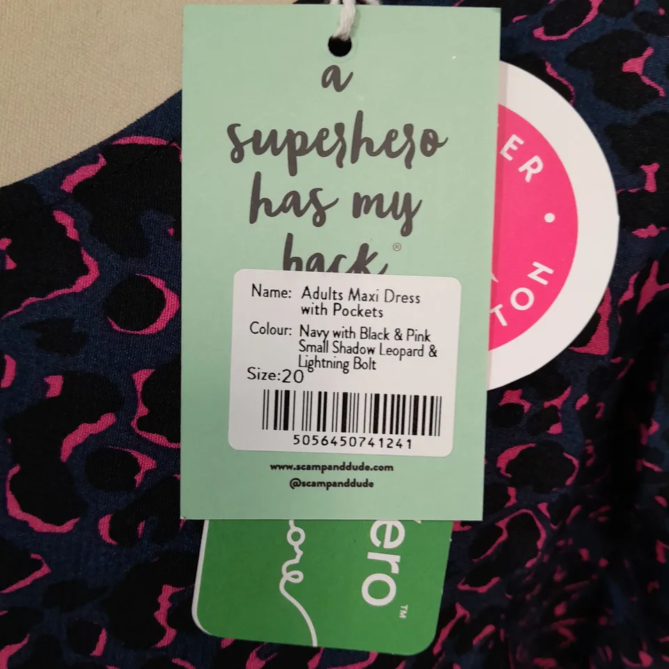 SCAMP & DUDE ADULTS MAXI DRESS WITH POCKETS IN NAVY SHADOW LEOPARD - 20