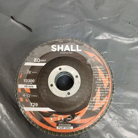 SEALED SHALL ZIRCONIA FLAP DISC 80 GRIT 7/8" 13300 MAX RPM