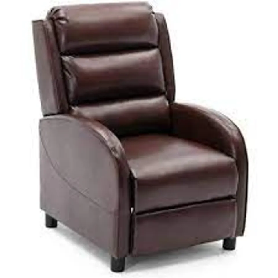 BOXED BROWN FAUX LEATHER RECLINER CHAIR (1 BOX)
