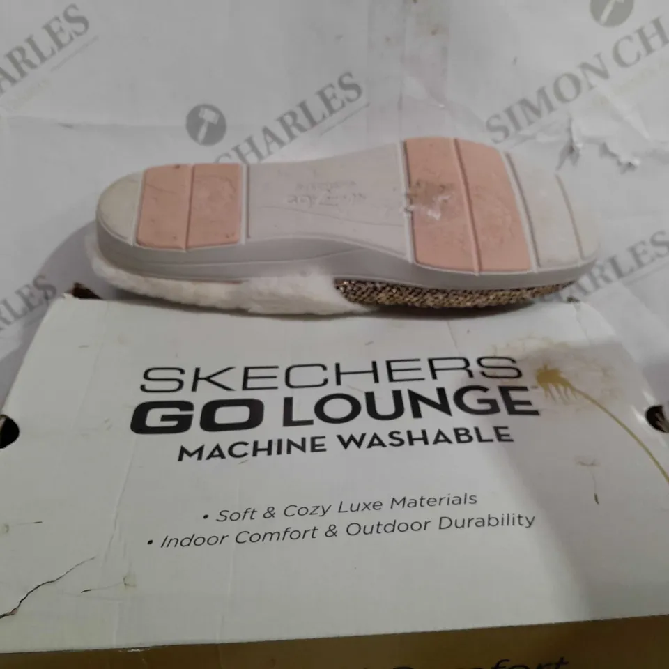 PAIR OF SKECHERS ARCH SLIPPERS, ROSE GOLD - SIZE 8
