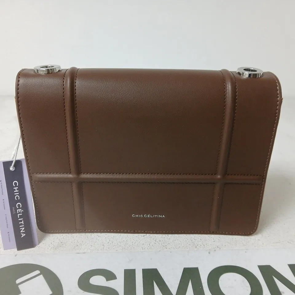 CHIC CELTINA BROWN LEATHER HANDBAG WITH A COIN PURSE