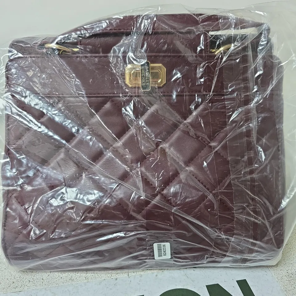 BADGLEY MISCHKA QUILTED BURGUNDY HAND BAG 