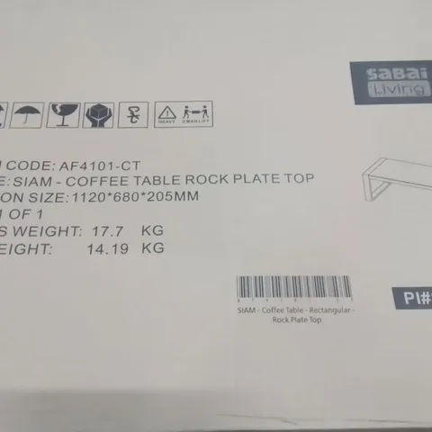 BOXED SIAM RECTANGULAR COFFEE TABLE ROCK PLATE TOP