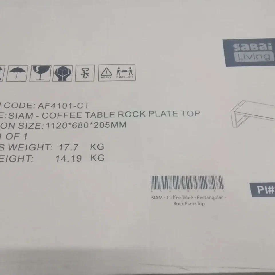 BOXED SIAM RECTANGULAR COFFEE TABLE ROCK PLATE TOP
