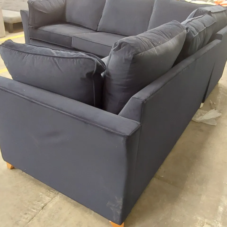 QUALITY DESIGNER LARGE NAVY FABRIC CORNER SOFA