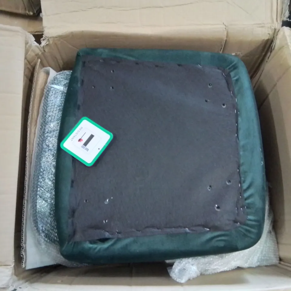 A BOXED SET OF 2 SOFT GREEN VELVET CHAIRS (1 BOX) (SET OF 2)