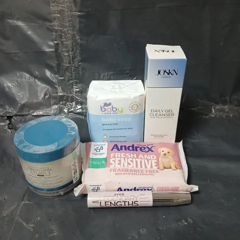 APPROXIMATEY 15 ASSORTED HEALTH AND BEAUTY PRODUCTS TO INCLUDE ANDREX WIPES, AVON LEGENDARY LENGTHS MASCARA AND BABY SOAP
