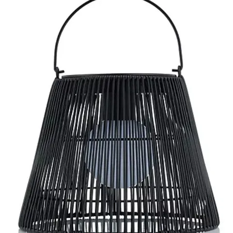 GARDEN REFLECTIONS 22CM RATTAN SOLAR LIGHT WITH HANDLE