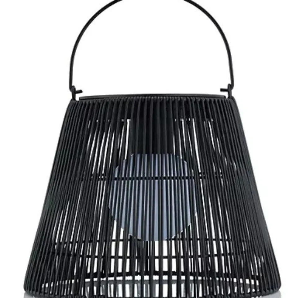 GARDEN REFLECTIONS 22CM RATTAN SOLAR LIGHT WITH HANDLE