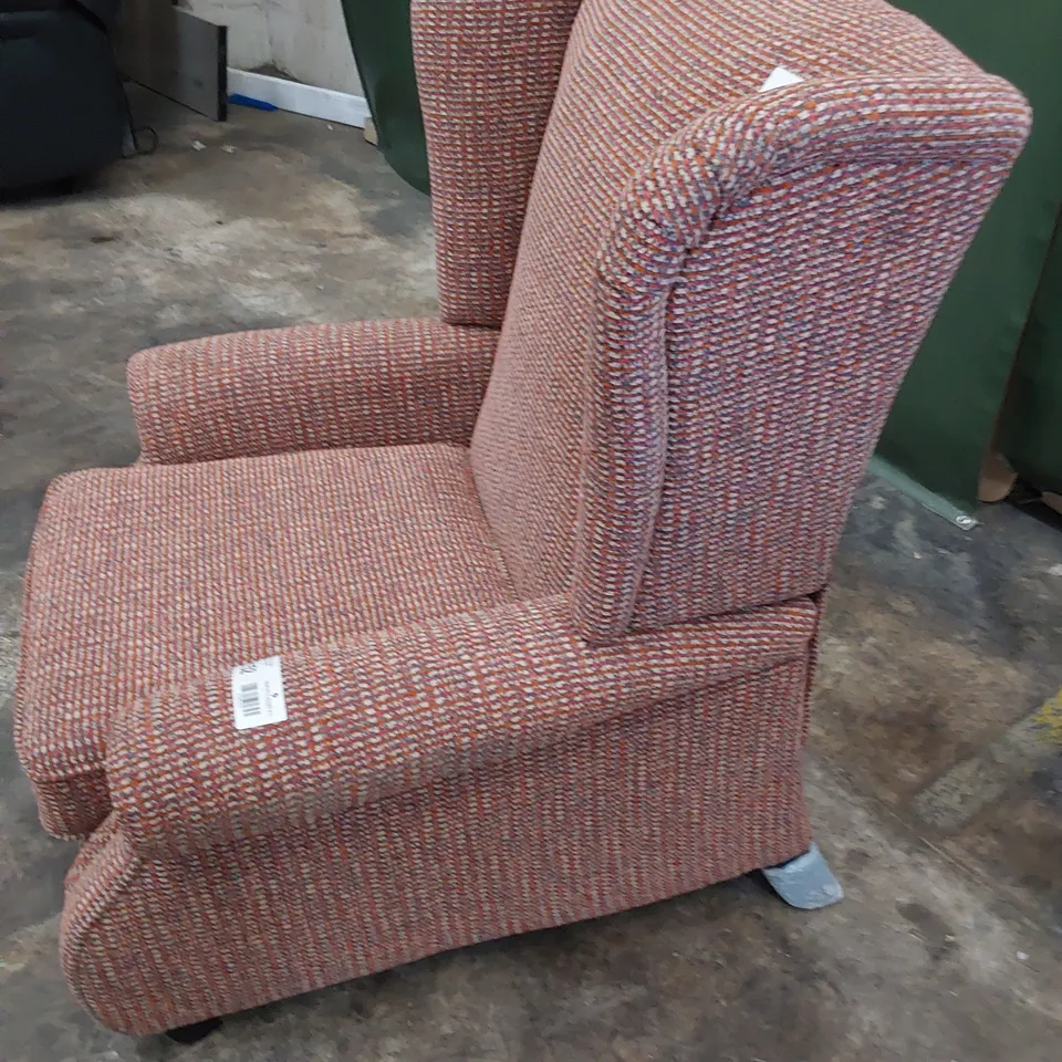 QUALITY BRITISH DESIGNER PARKER KNOLL PUSH BACK RECLINING WINGED EASY CHAIR ROSE PINK FABRIC 