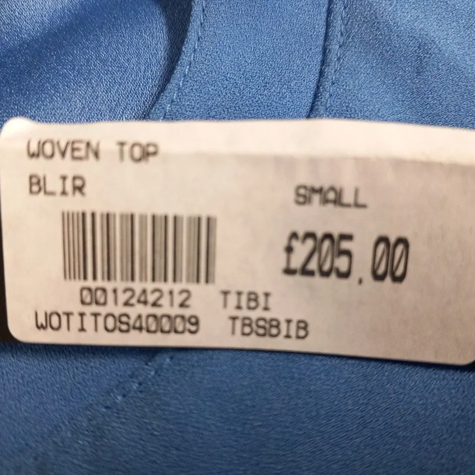 TIBI BLUE WOVEN TOP SIZE SMALL