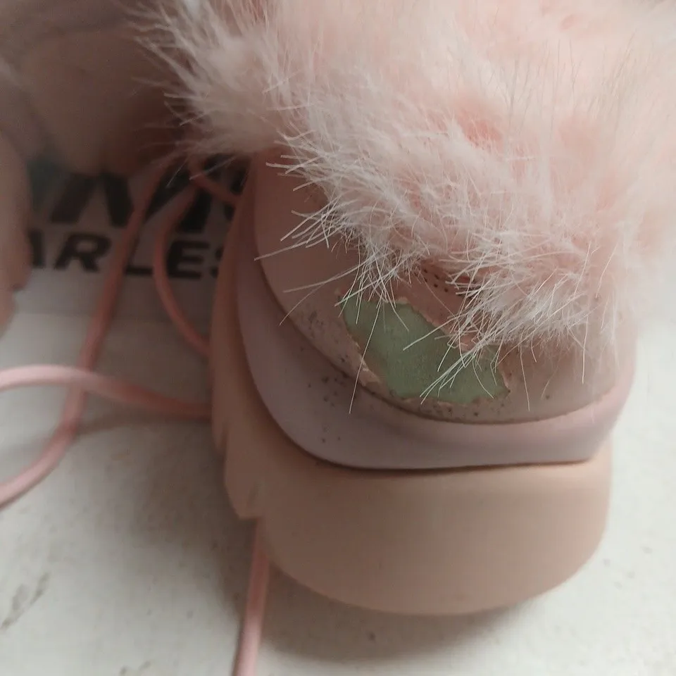 KOI FUR-TRIM PLATFORM BOOTS – PINK, UK 7 (EU 40)