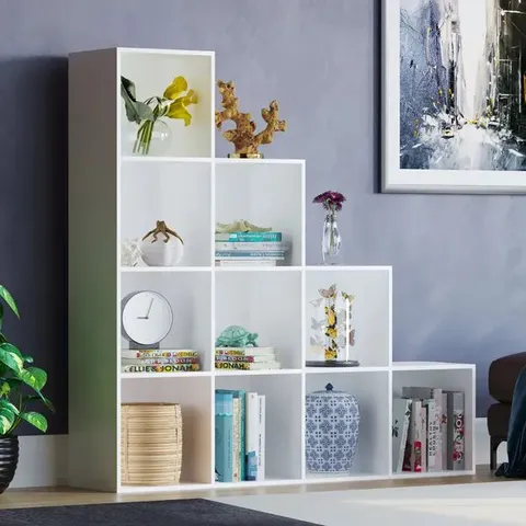 BOXED VIDA DURHAM 10 CUBE STAIRCASE STORAGE UNIT - WHITE (1 BOX)