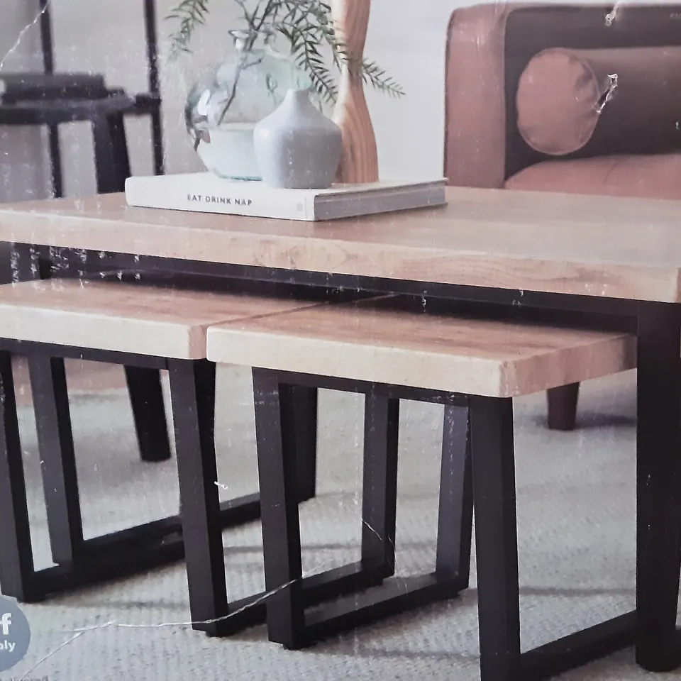 BOXED FREDDIE COFFEE TABLE NEST IN OAK EFFECT
