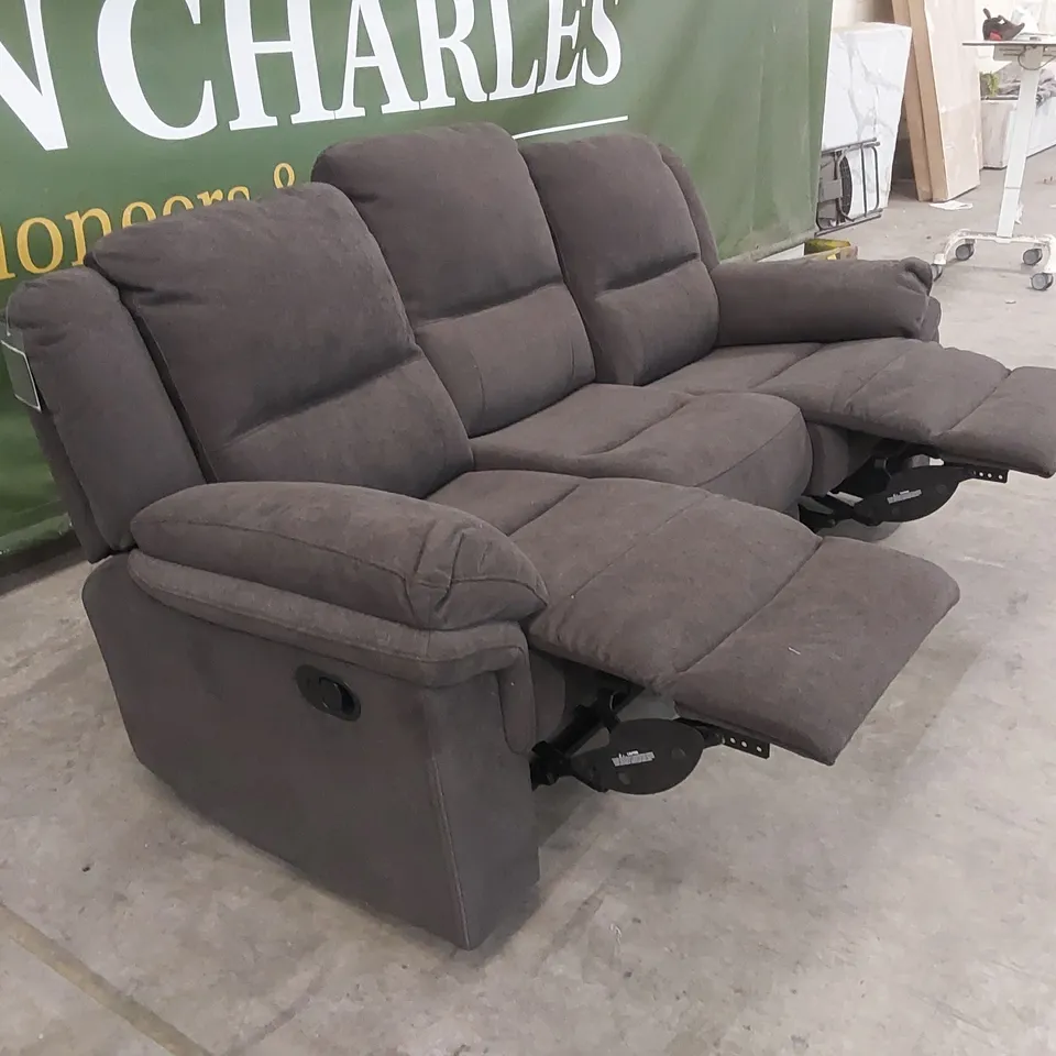ALBION FABRIC 3 SEATER HIGH BACK MANUAL RECLINER SOFA - CHARCOAL FABRIC  RRP £749