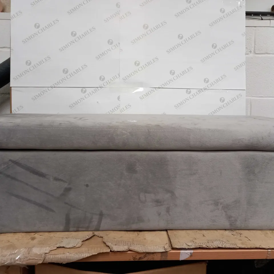 BOXED ALISON CORK VELVET OTTOMAN STORAGE BENCH - GREY - COLLECTION ONLY