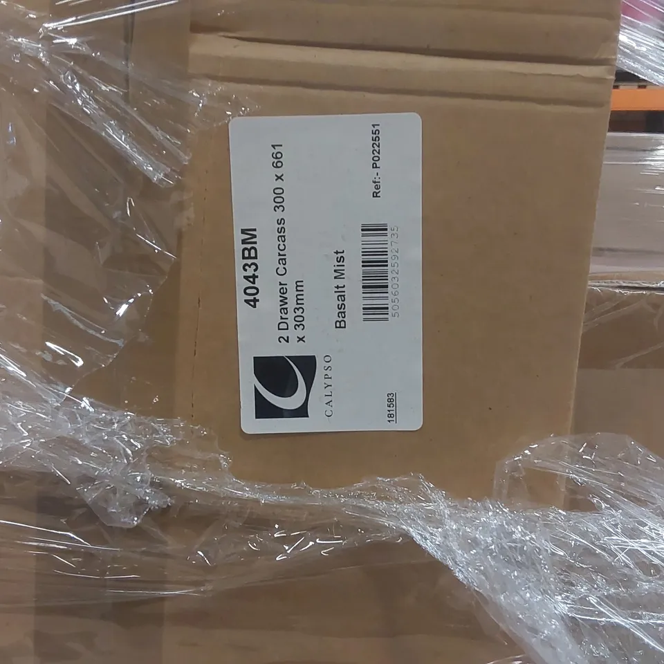 PALLET CONTAINING APPROXIMATELY 9x CALYPSO BASINS 1x VELDEAU CAST BASIN, 1x CALYPSO 2 DRAWER CARCASS