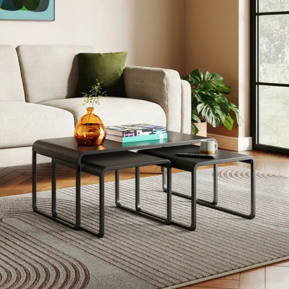 BOXED BOWIE NEST OF COFFEE TABLES - BLACK (1 BOX)