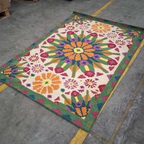 RECTANGULAR RUG – MULTICOLOUR FLORAL MANDALA PATTERN APPROXIMATELY 160×230CM