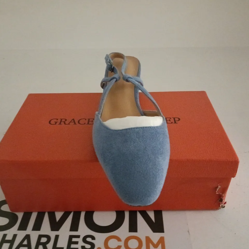 GRAVY EVERY STEP BLUE SUEDE SLINGBACK PUMP WITH ANKLE STRAP – WOMEN'S EU 40