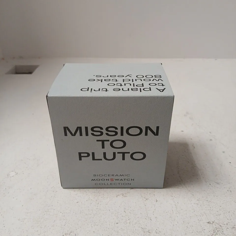 SWATCH MOONSWATCH MISSION TO PLUTO BIOCERAMIC WATCH – BOXED