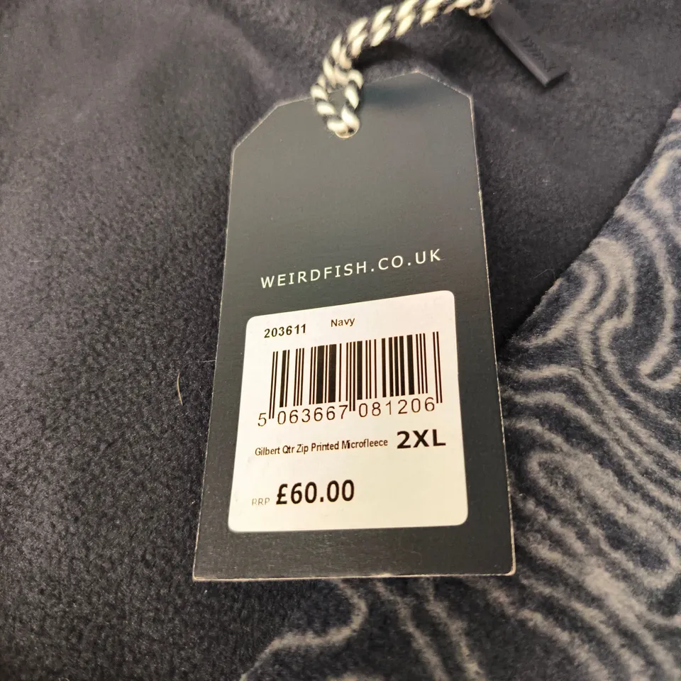 WEIRD FISH GILBERT 1/4 ZIP BLUE PRINTED MICROFLEECE 2XL TAGGED RRP £60