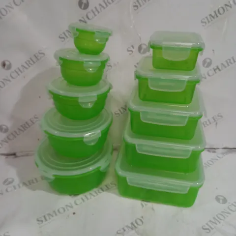 LOCK & LOCK 10PC ROUND & SQUARE 100ML-2.1L CONTAINER SET GREEN