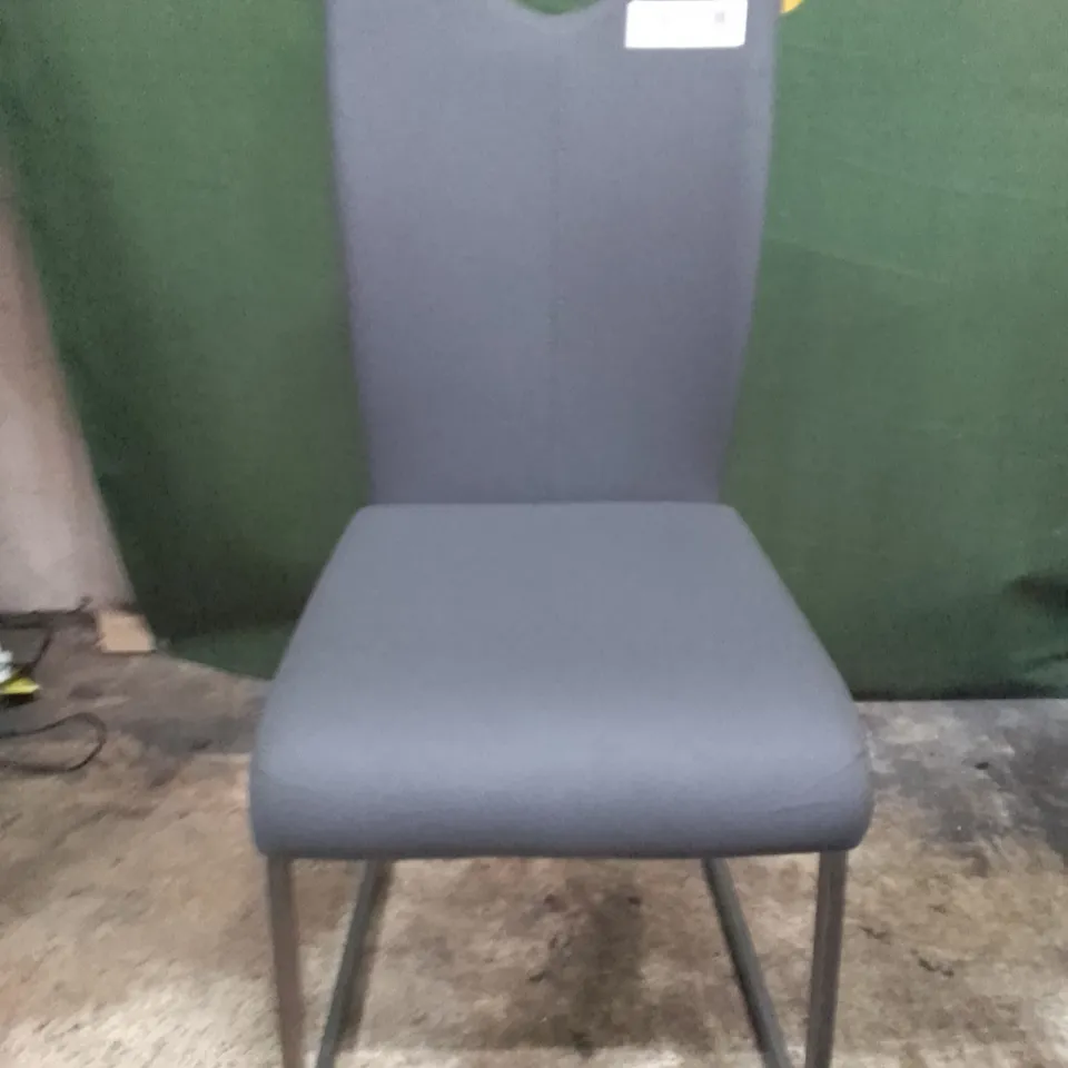 DARK GREY LEATHER DINING CHAIR