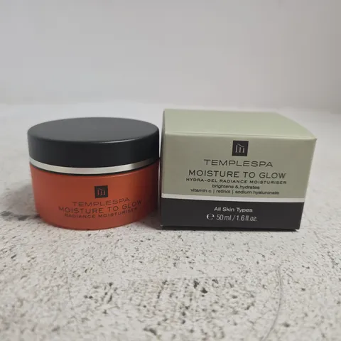 BOXED TEMPLESPA MOISTURE TO GLOW HYDRA-GEL RADIANCE MOISTURISER (50ML)