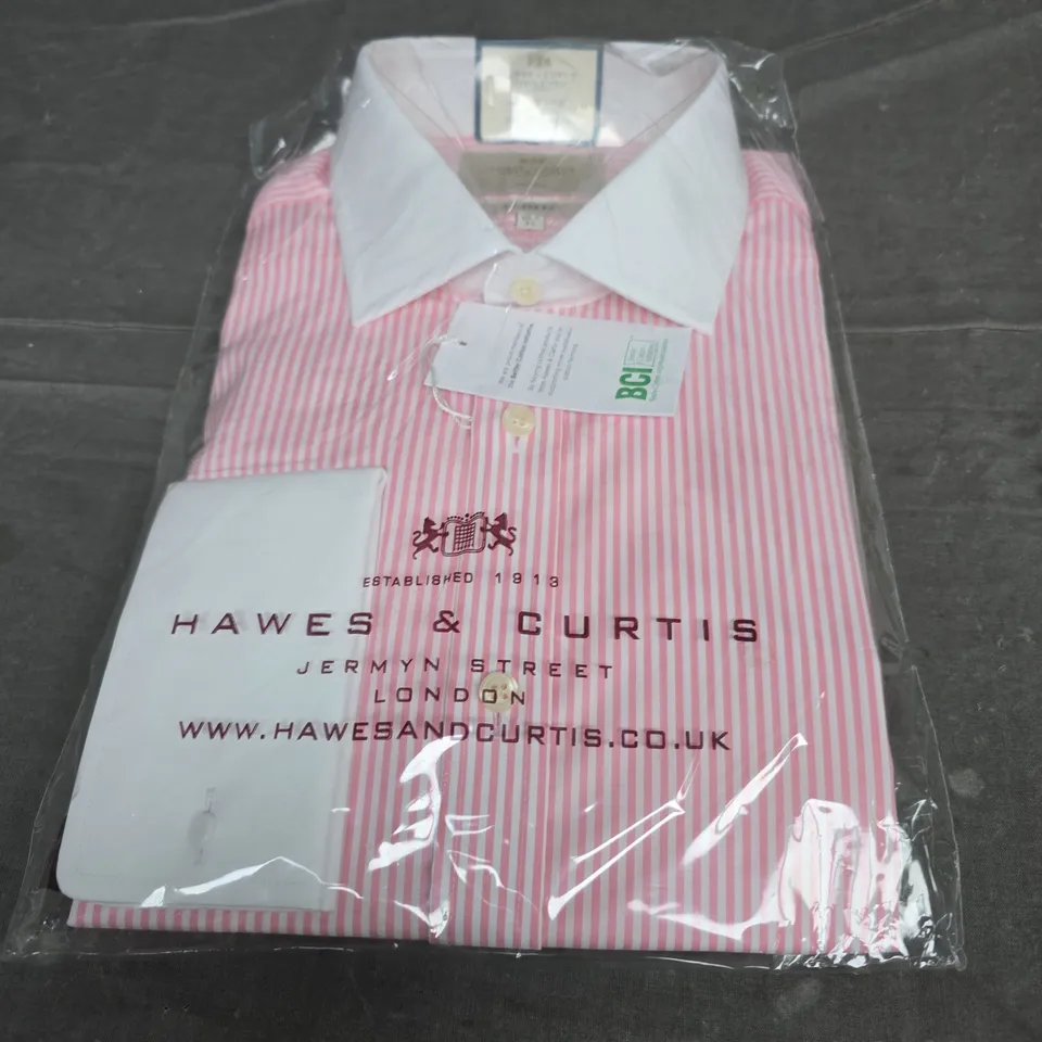 HAWES & CURTIS SHIRT IN PINK AND WHITE SIZE 16.5- 34