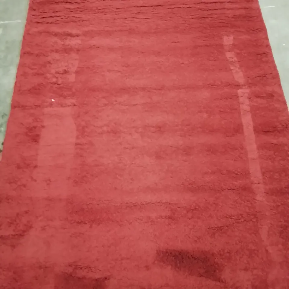 QUALITY DESIGNER SHAGGY RED AREA RUG 200/290