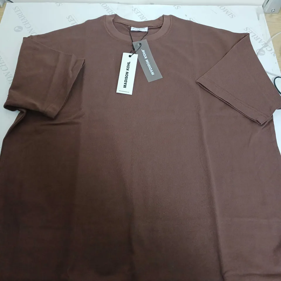 MADISON KOHL BLANK BROWN HEAVY WEIGHT T-SHIRT - LARGE