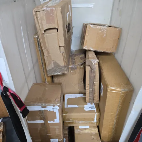 CAGE OF APPROXIMATELY 10 ASSORTED ITEMS TO INCLUDE - GARDEN LIGHTS, EGG COOKERS, AND HANGING WALL ART ETC. - COLLECTION ONLY 