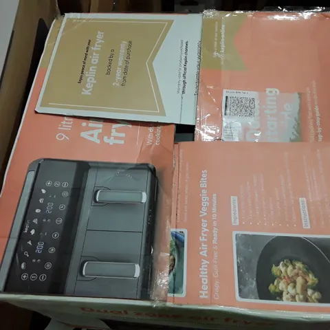 BOXED KEPLIN 9 LITRE AIR FRYER WITH DUAL COOKING ZONES BLACK COLOUR