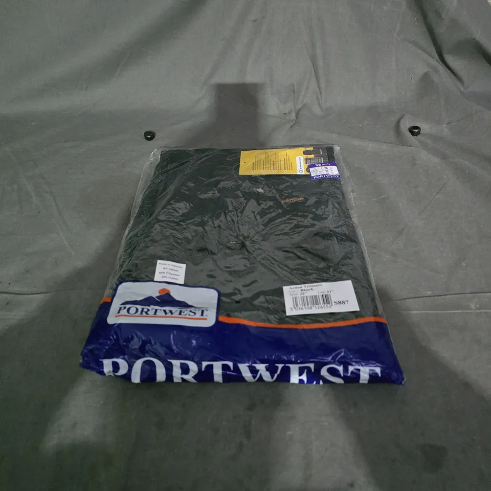 PORTWEST ACTION TROUSERS BLACK SIZE WAIST 32", 31" LEG. BAGGED