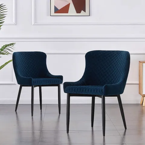 BOXED DUNDAS DINING CHAIRS - BLUE [SET OF 2] [VELVET] 