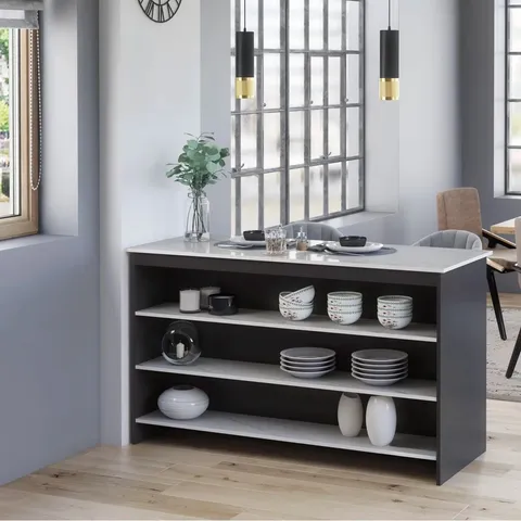 BOXED BELLINDA WOOD KITCHEN ISLAND (2 BOXES)