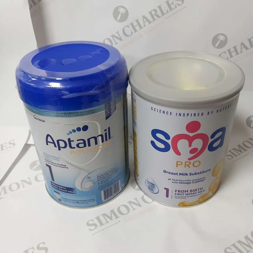 TUB OF APTAMIL ADVANCED FROM BIRTH FIRST INFANT MILK 800G AND SMA PRO BREAST MILK SUBSTITUTE 800G