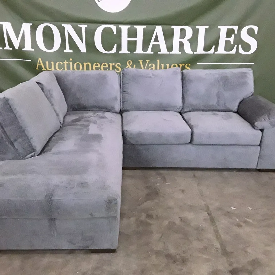 QUALITY DESIGNER  L SHAPED SOFA WITH LHF CHAISE - SMOKE FABRIC 