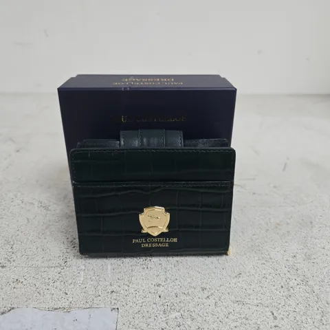 PAUL COSTELLOE CROC EMBOSSED LEATHER RFID WALLET GREEN