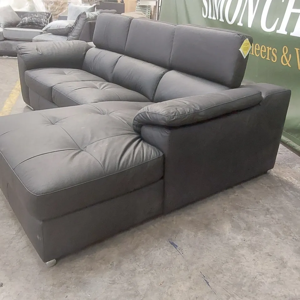 QUALITY DESIGNER BLACK FAUX LEATHER CORNER SOFA